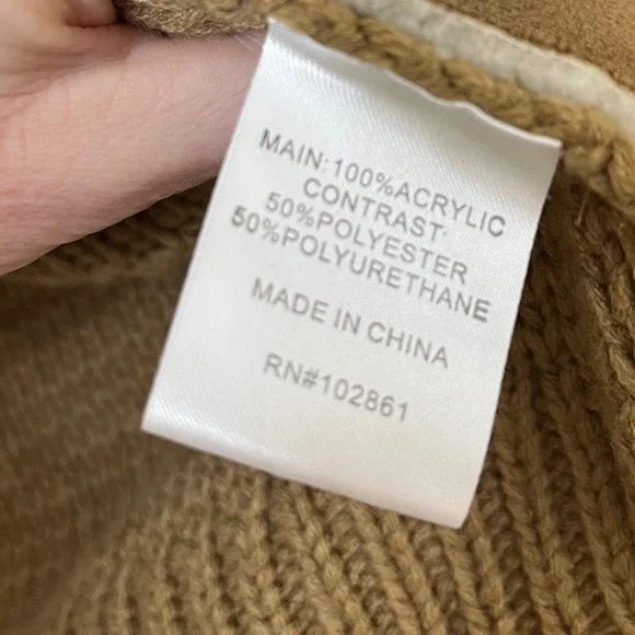 Dor Dor Couture Sherpa Faux Suede Two Tone Snap Front Cardigan Coat Large - Picture 7 of 11